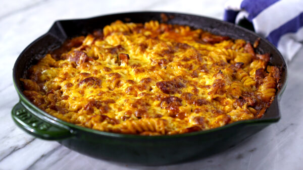 Macarrão Gratinado com Creme de Alho