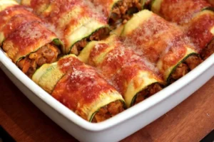 Rondelli de Abobrinha com Ricota e Molho de Tomate